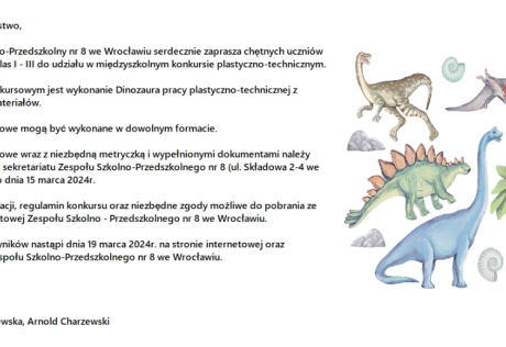 Powiększ obraz: Międzyszkolny Konkurs "Dinozaury - wielkie stwory".